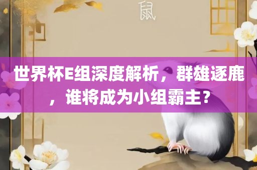 世界杯E组深度解析，群雄逐鹿，谁将成为小组霸主？
