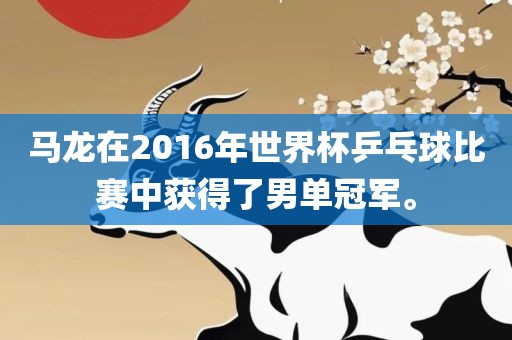马龙在2016年世界杯乒乓球比赛中获得了男单冠军。