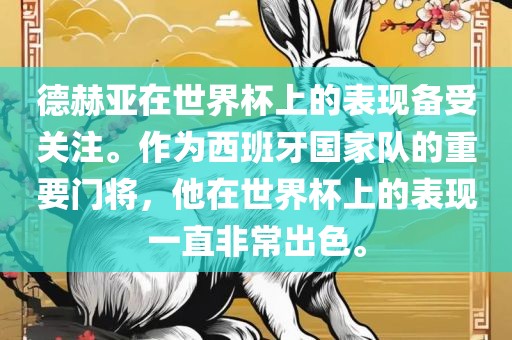 德赫亚在世界杯上的表现备受关注。作为西班牙国家队的重要门将，他在世界杯上的表现一直非常出色。