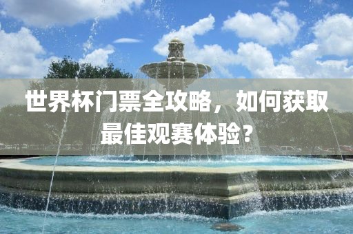 世界杯门票全攻略，如何获取最佳观赛体验？
