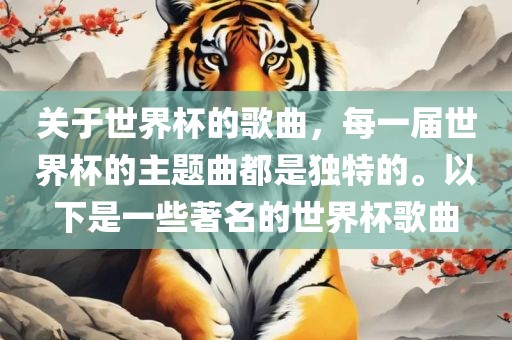关于世界杯的歌曲，每一届世界杯的主题曲都是独特的。以下是一些著名的世界杯歌曲