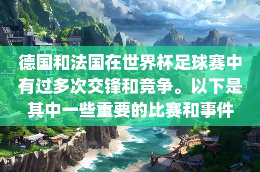 德国和法国在世界杯足球赛中有过多次交锋和竞争。以下是其中一些重要的比赛和事件