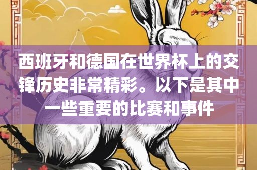 西班牙和德国在世界杯上的交锋历史非常精彩。以下是其中一些重要的比赛和事件漯河市盈旭机械设备有限公司