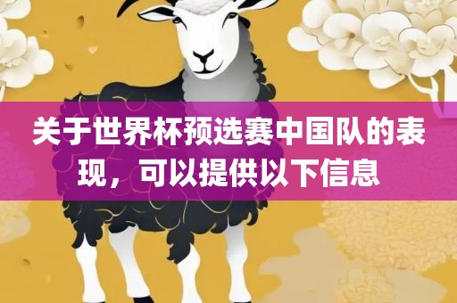 关于世界杯预选赛中国队的表现，可以提供以下信息