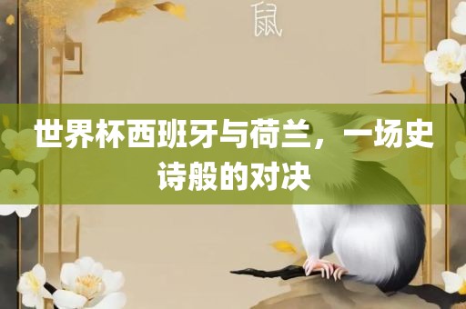 世界杯西班牙与荷兰，一场史诗般的对决
