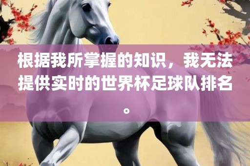 根据我所掌握的知识，我无法提供实时的世界杯足球队排名。