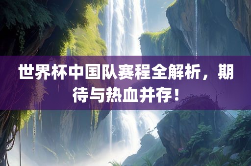 世界杯中国队赛程全解析，期待与热血并存！
