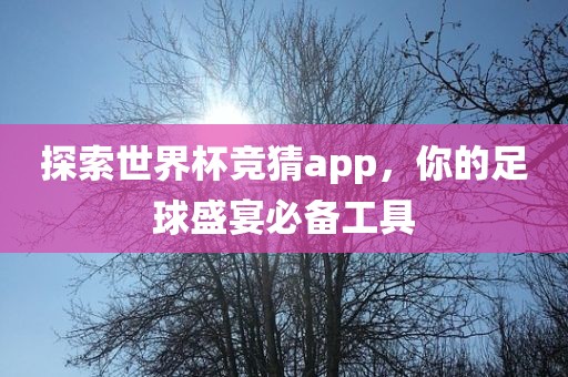 探索世界杯竞猜app，你的足球盛宴必备工具