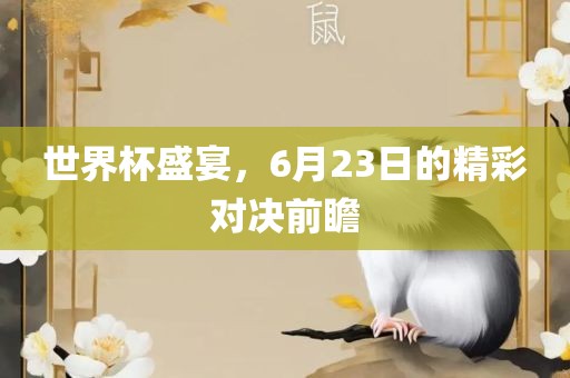 世界杯盛宴，6月23日的精彩对决前瞻漯河市盈旭机械设备有限公司