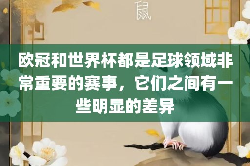 欧冠和世界杯都是足球领域非常重要的赛事，它们之间有一些明显的差异