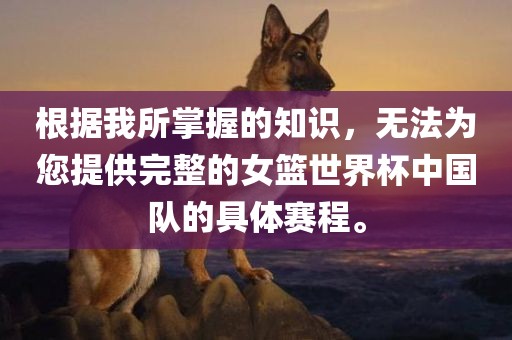 根据我所掌握的知识，无法为您提供完整的女篮世界杯中国队的具体赛程。