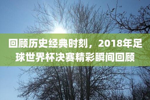 回顾历史经典时刻，2018年足球世界杯决赛精彩瞬间回顾漯河市盈旭机械设备有限公司