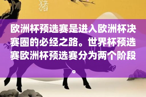 欧洲杯预选赛是进入欧洲杯决赛圈的必经之路。世界杯预选赛欧洲杯预选赛分为两个阶段。