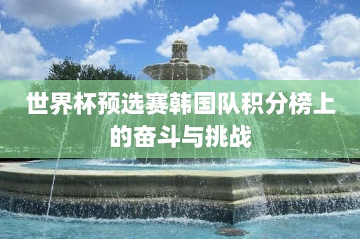 世界杯预选赛韩国队积分榜上的奋斗与挑战