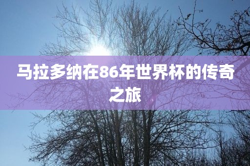 马拉多纳在86年世界杯的传奇之旅