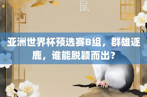 亚洲世界杯预选赛B组，群雄逐鹿，谁能脱颖而出？