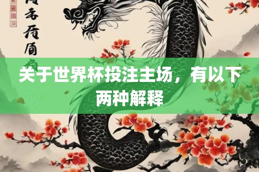 关于世界杯投注主场，有以下两种解释